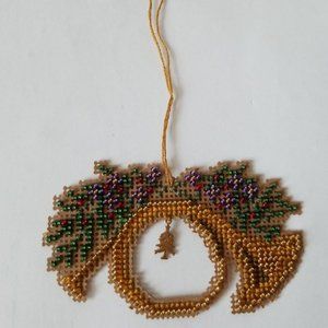 Handmade Mill Hill French Horn Ornament Counted Cross Stitch Ornament
